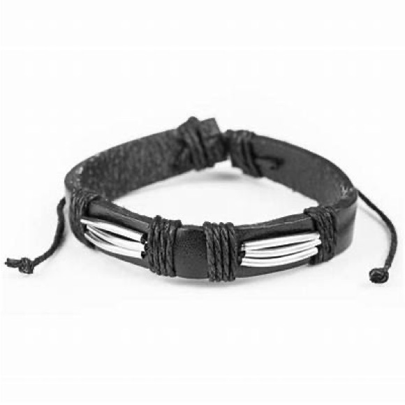 paparazzi Accessories Silver And Black Leather Adjustable Sliding